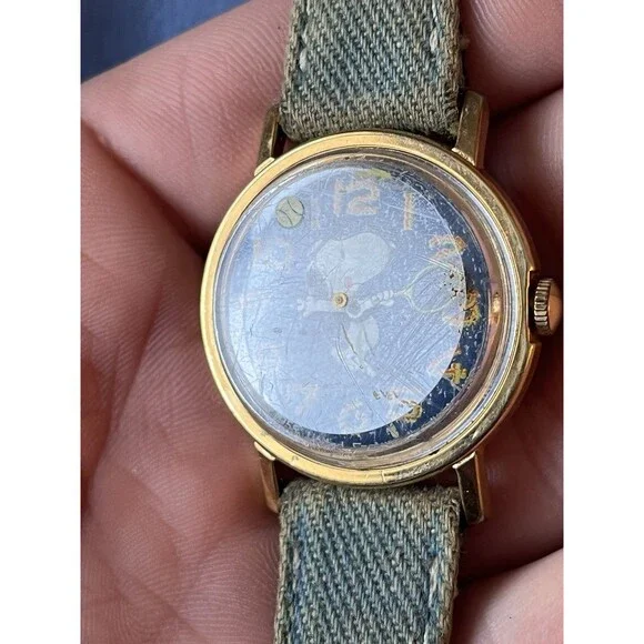 Vintage Timex Snoopy Tennis Wind-Up Watch Parts Or Repair